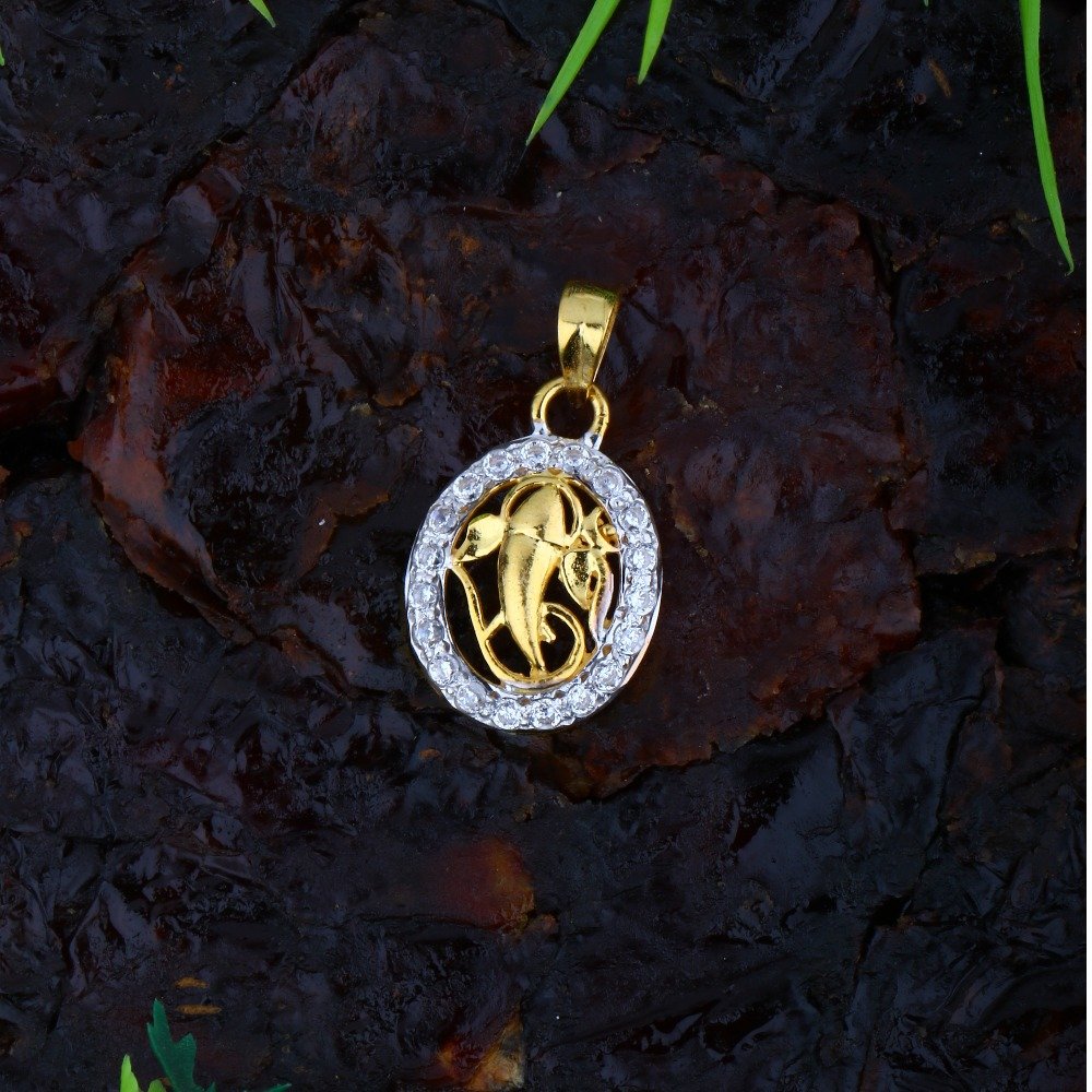 916 gold cz ganesha pendant jj-p047