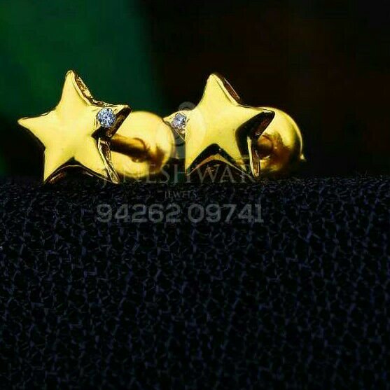 18kt Plain Gold Cz Star Shape Ladies Tops ATG -0220