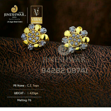 18kt Flower Design Cz Gold Ladies Tops ATG -0665