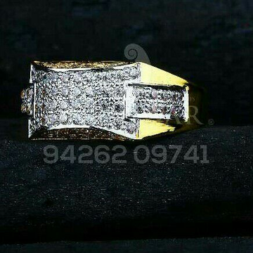 Gold Cz Fancy Gents Ring 916
