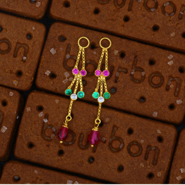 22K Single Line Multi-Colour Gold Latkan For Earri...