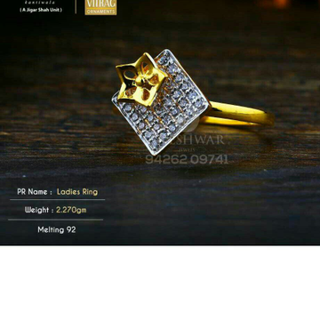 Cz Designer Gold Fancy Ladies Ring LRG -0381