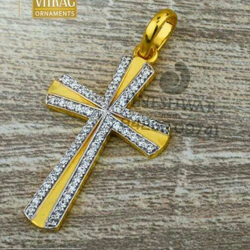 916 Fancy Cz Gold Cross Pendant