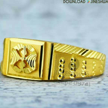 Simple Shiney Gold Gents Ring 916