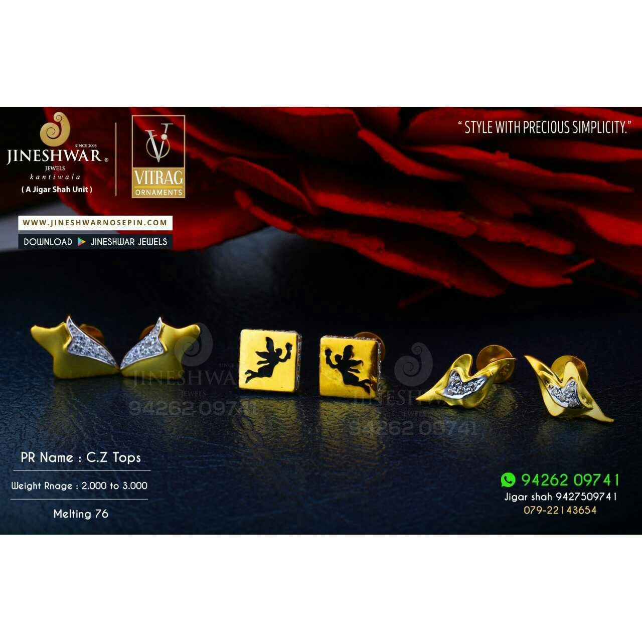 18kt Precious Designer Cz Gold Ladies Tops ATG -0300