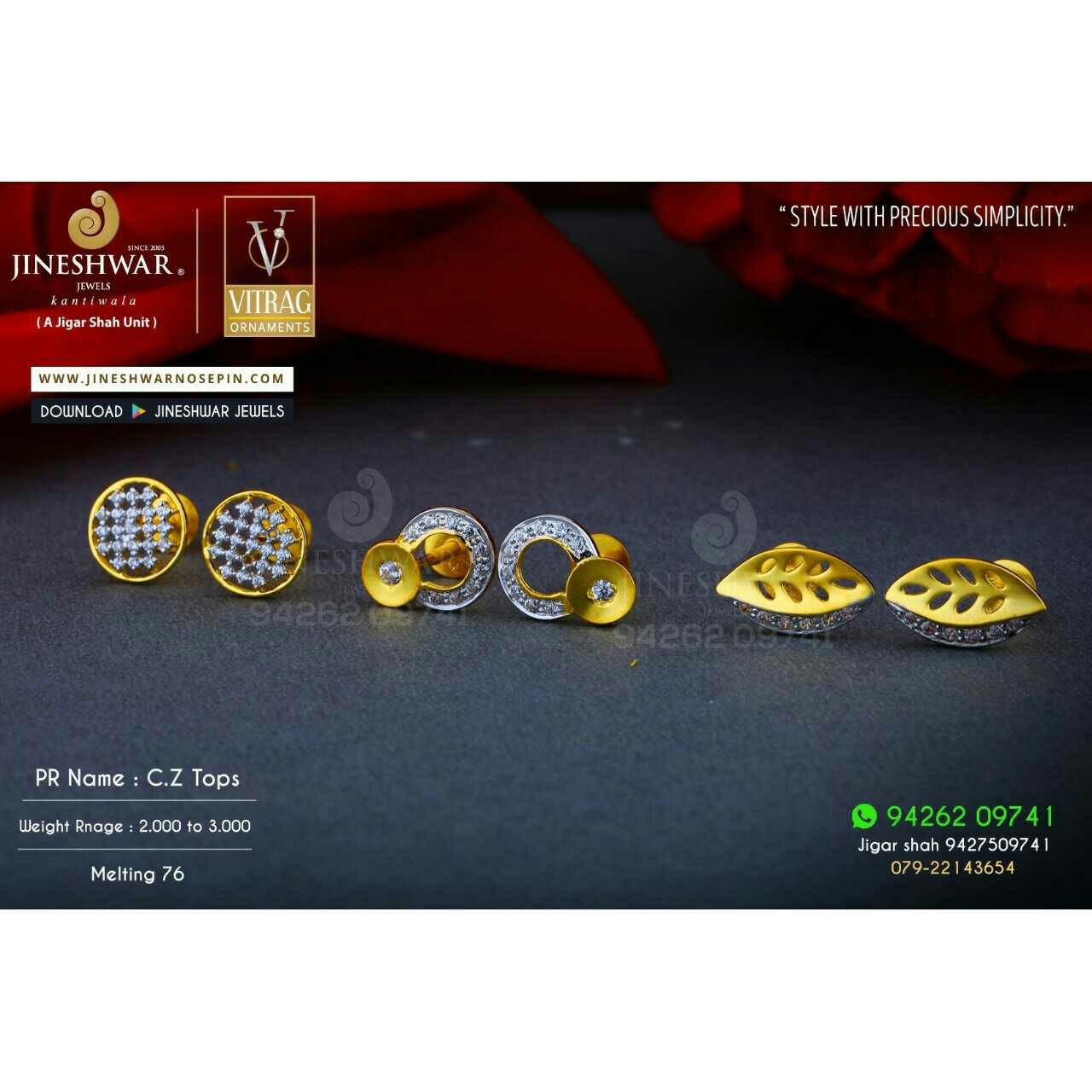 18kt Stylish Designer Cz Gold Ladies Tops ATG -0732
