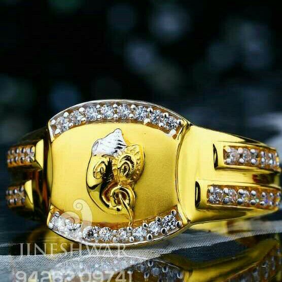 Showroom of 22k gold ganesh design plain ring for men's | Jewelxy - 238544