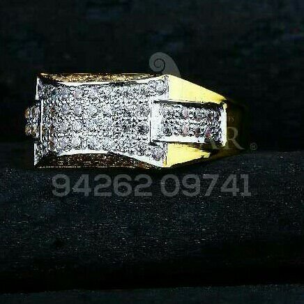 Gold Cz Fancy Gents Ring 916