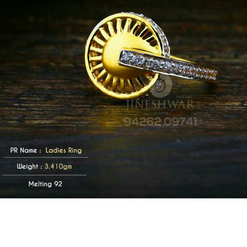 22kt Attractive Gold Cz Fancy Ladies Ring LRG -0348