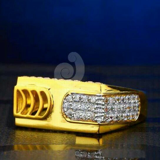 22ct Designer Cz Gold Gents Ring