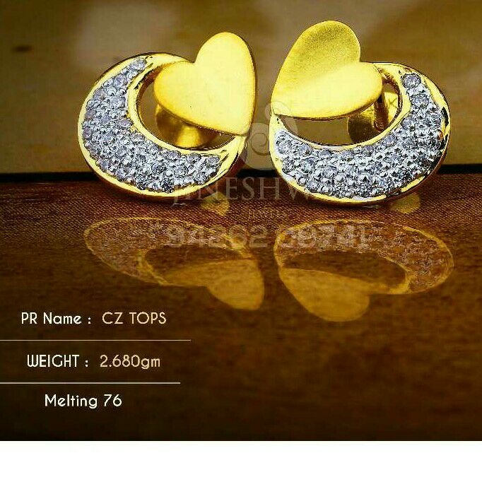 18kr Precious Plain Gold Cz Ladies Tops ATG -0546