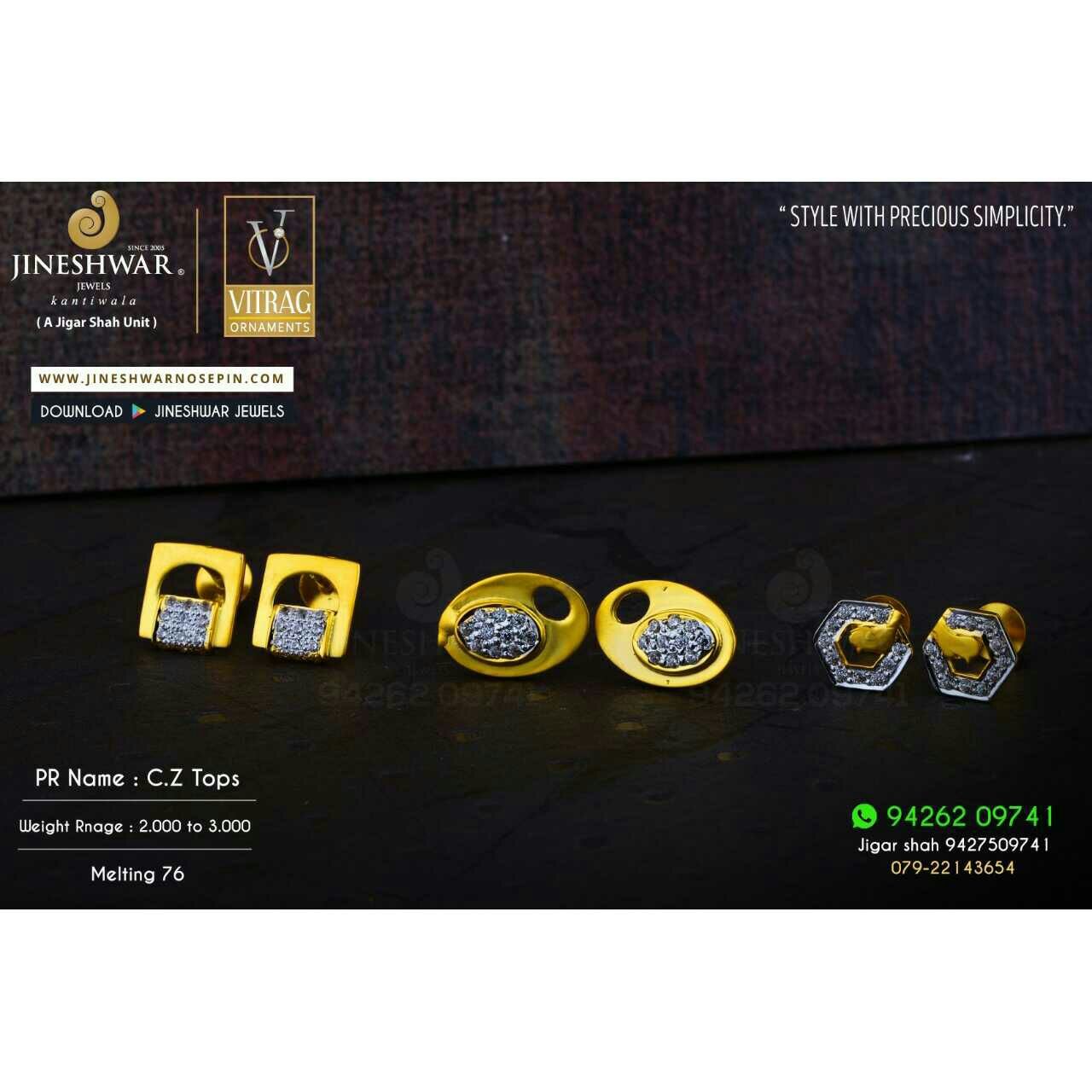 18kt Plain Cz Gold Ladies Tops ATG -0486