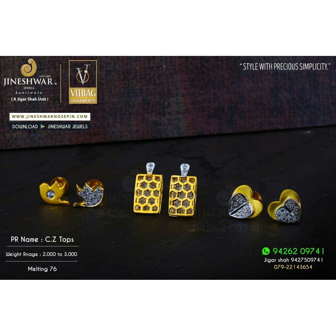 18kt Exclusive Cz Gold Ladies Tops ATG -0733