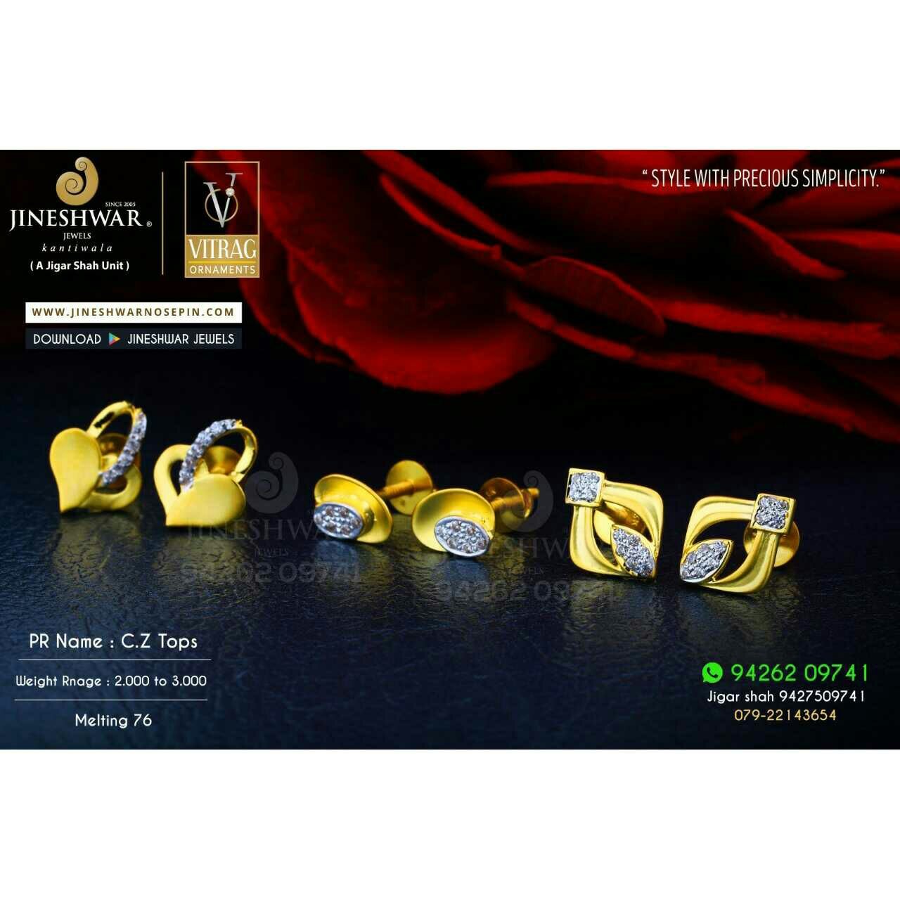 18kt Simple Plain Cz Gold Ladies Tops ATG -0412