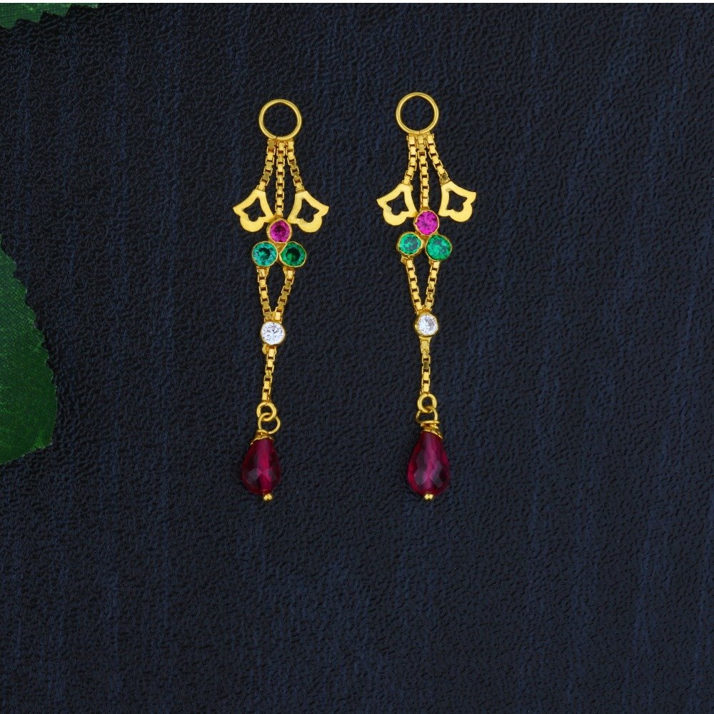 916 Double Line Gold Latkan for Earrings JJ-015