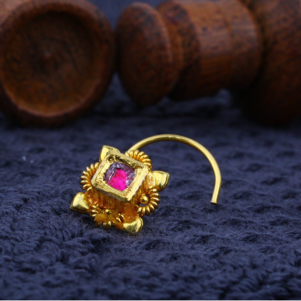 916 Gold Pink Stone Jadtar Nosepin JJ-007