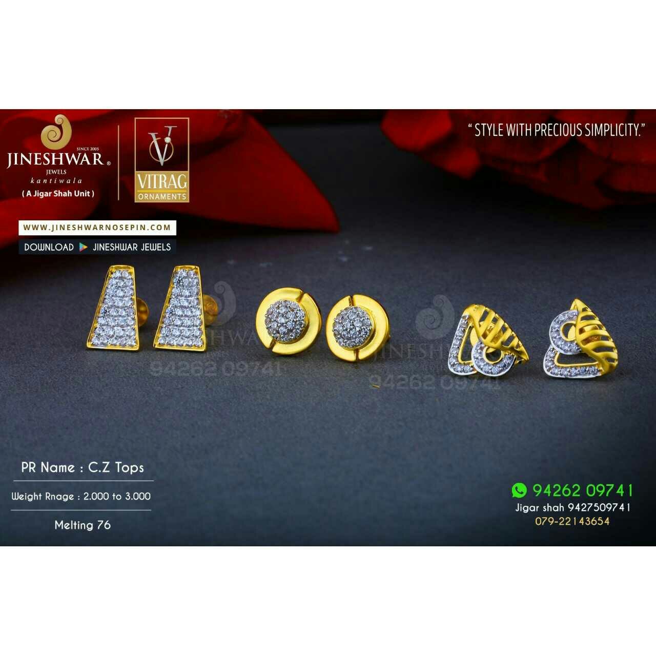 18kt Cz Fancy Plain Gold Ladies Tops ATG -0451