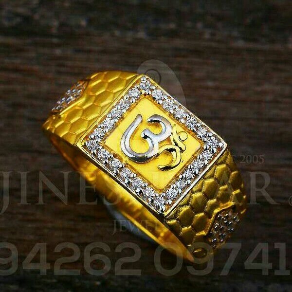 22kt Om Cz Gents Ring