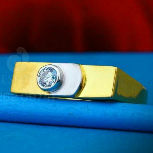 916 Singal Stone Fancy Gold Gents Ring
