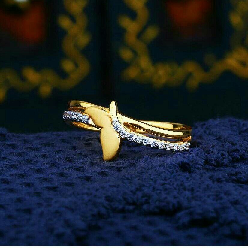 Fancy gold cz 22kt ladies ring lrg -0339