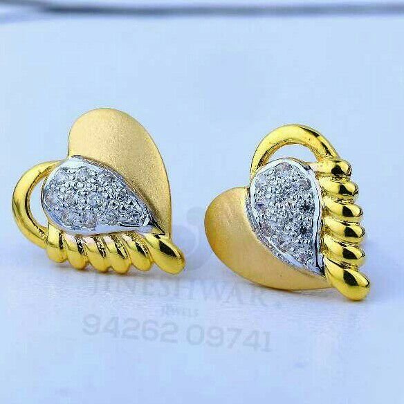 18kt Heart Shaep Plain Gold Cz Ladies Tops ATG -0539