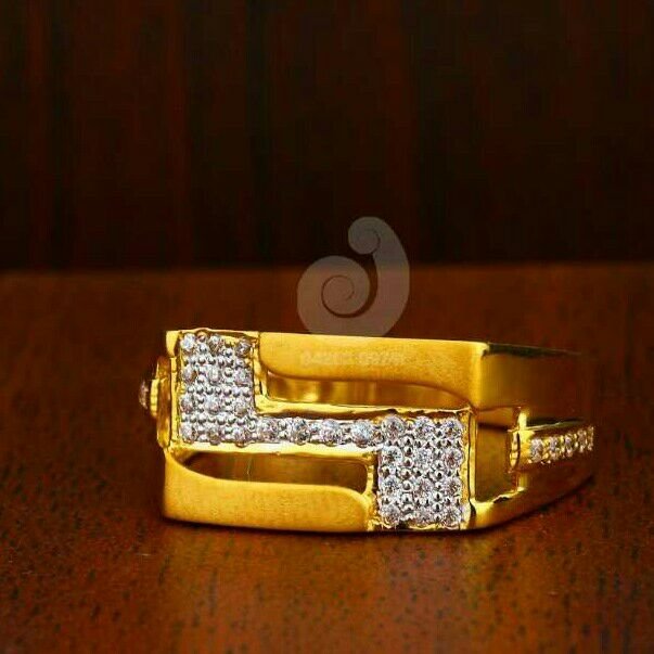 22ct Designer Cz Gents Ring