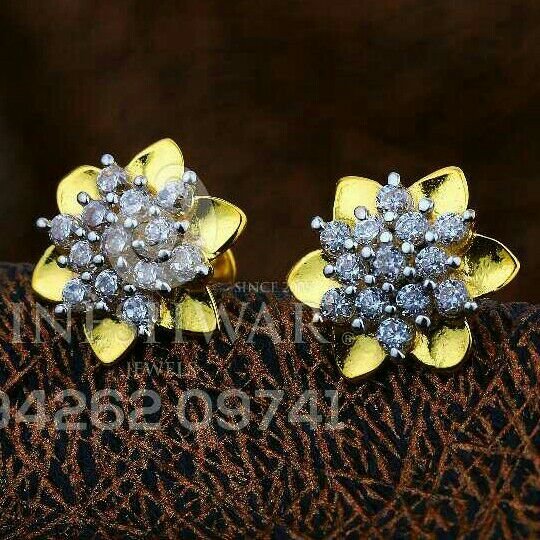 18kt flower shape cz gold ladies tops atg -0329