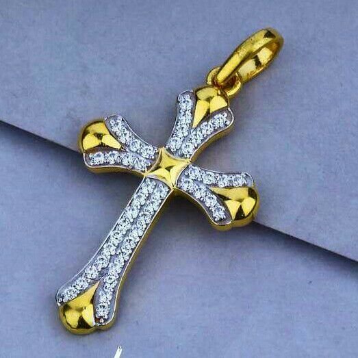 Fancy 22ct Cz Cross Pendant