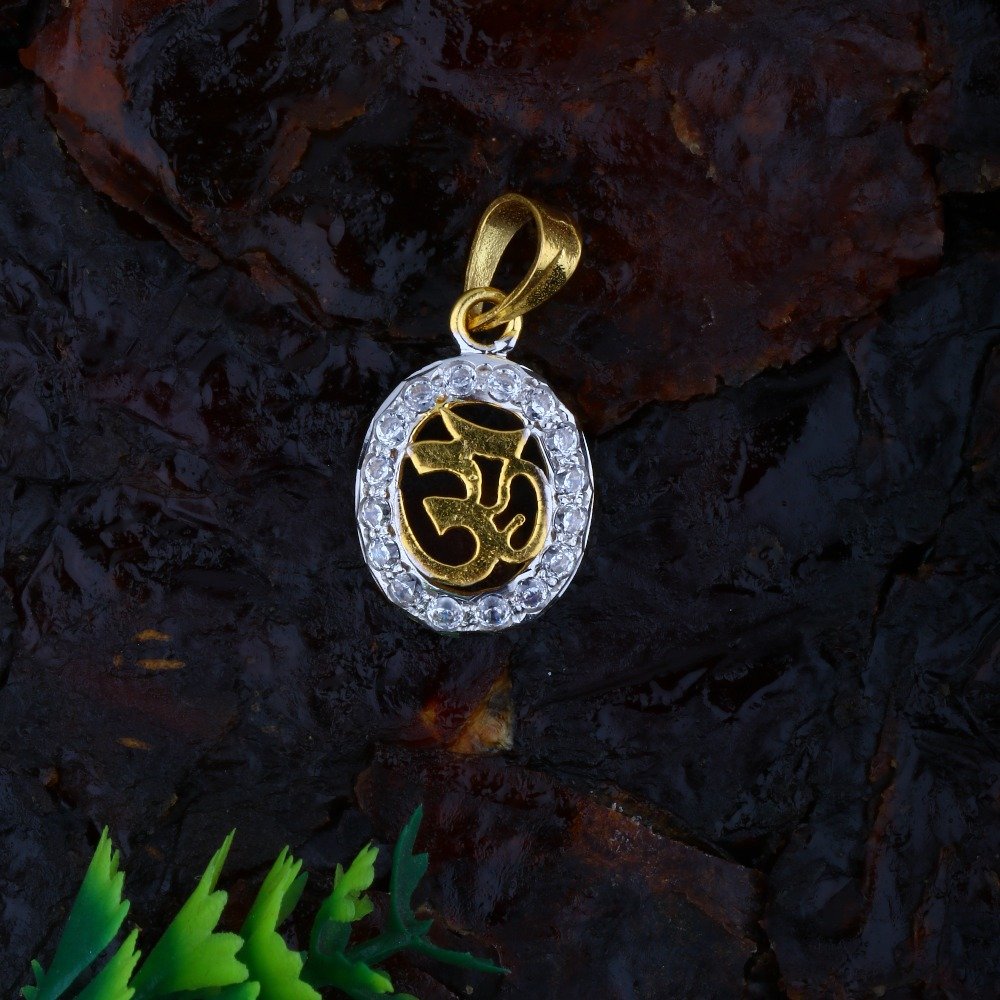 916 CZ Gold Oval Shape Pendant JJ-P040