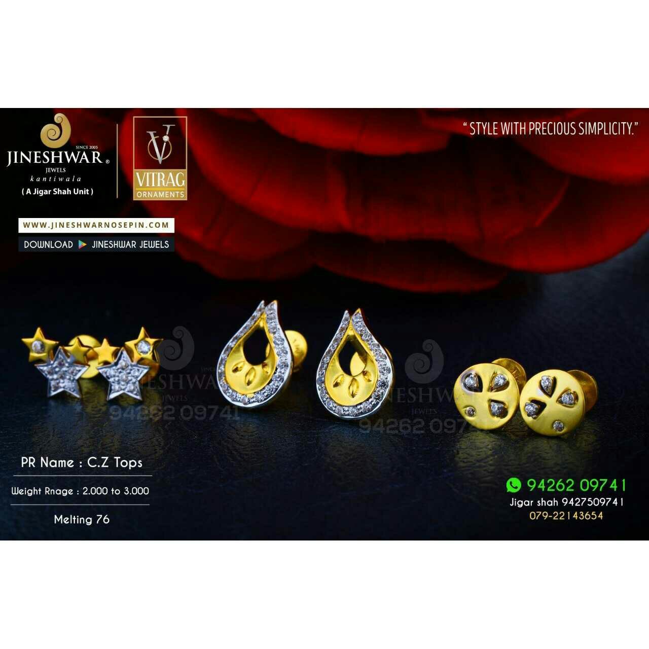 18kt Shine Brighner Cz Gold Ladies Tops ATG -0418