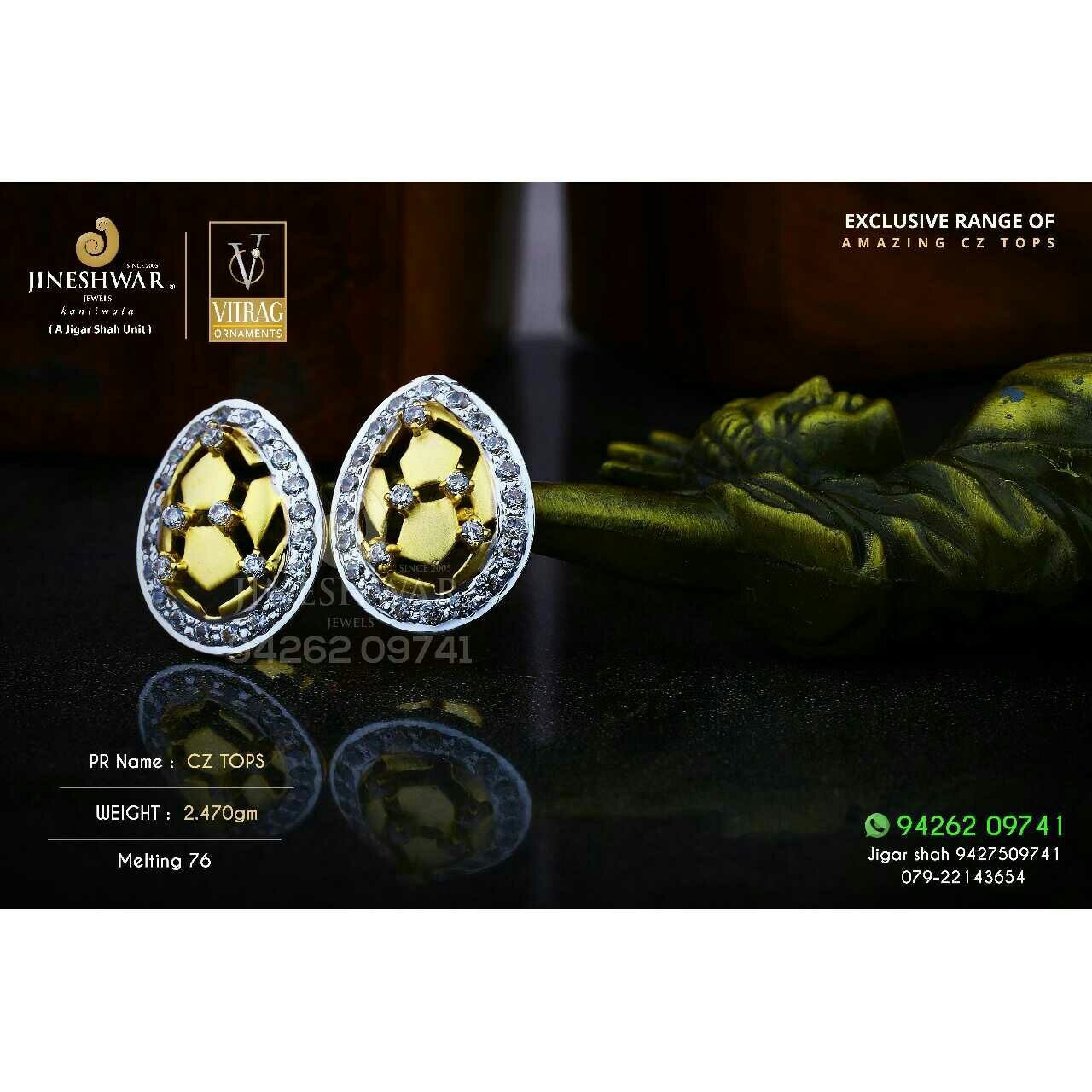 18kt Traditional Were Cz Gold Ladies Tops ATG -0464