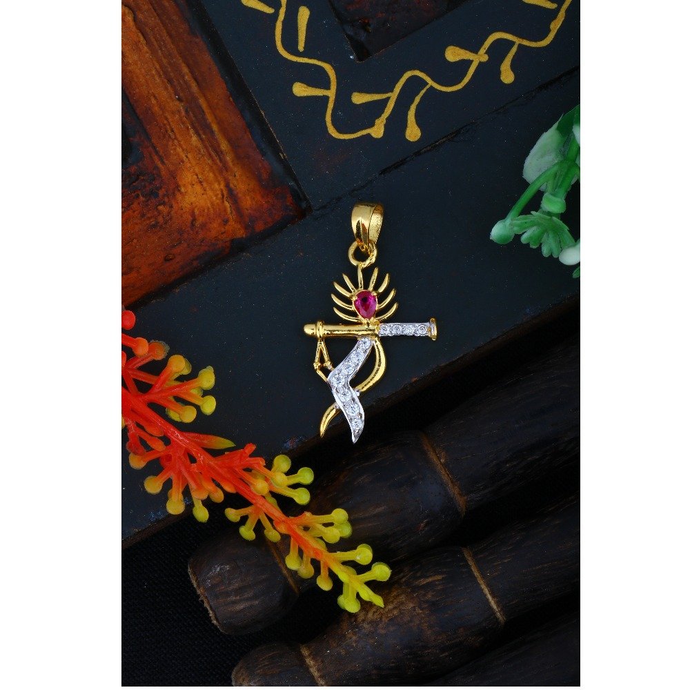 916 Gold Krishna Design CZ Pendant JJ - P011