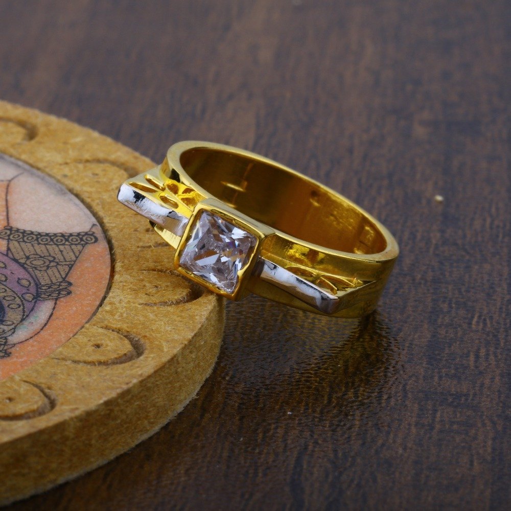 22K CZ Gold Solitaire Diamond Ring JJ-018