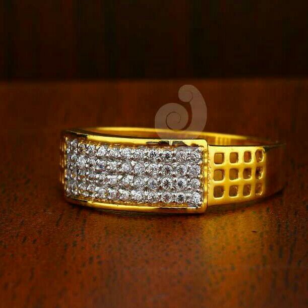 22ct Work Were Cz Gold Gents Ring