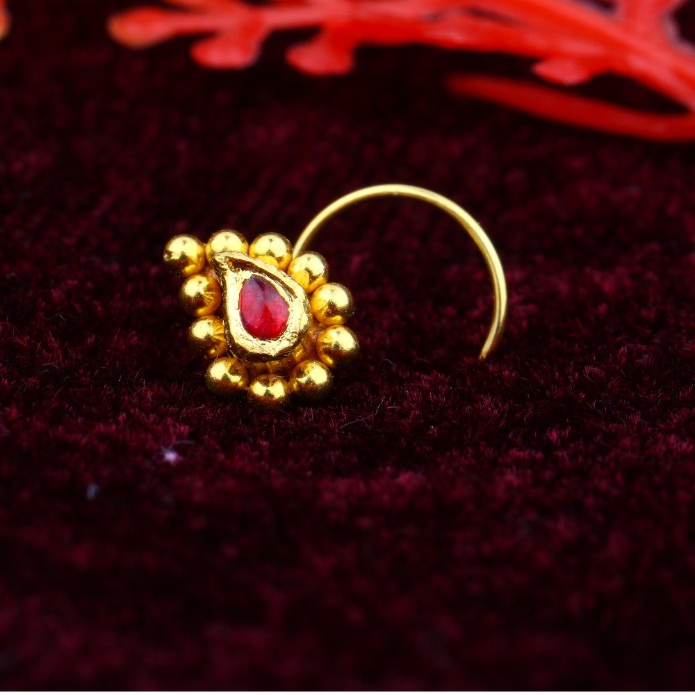 916 Gold Pink Stone Jadtar Nosepin JJ-023